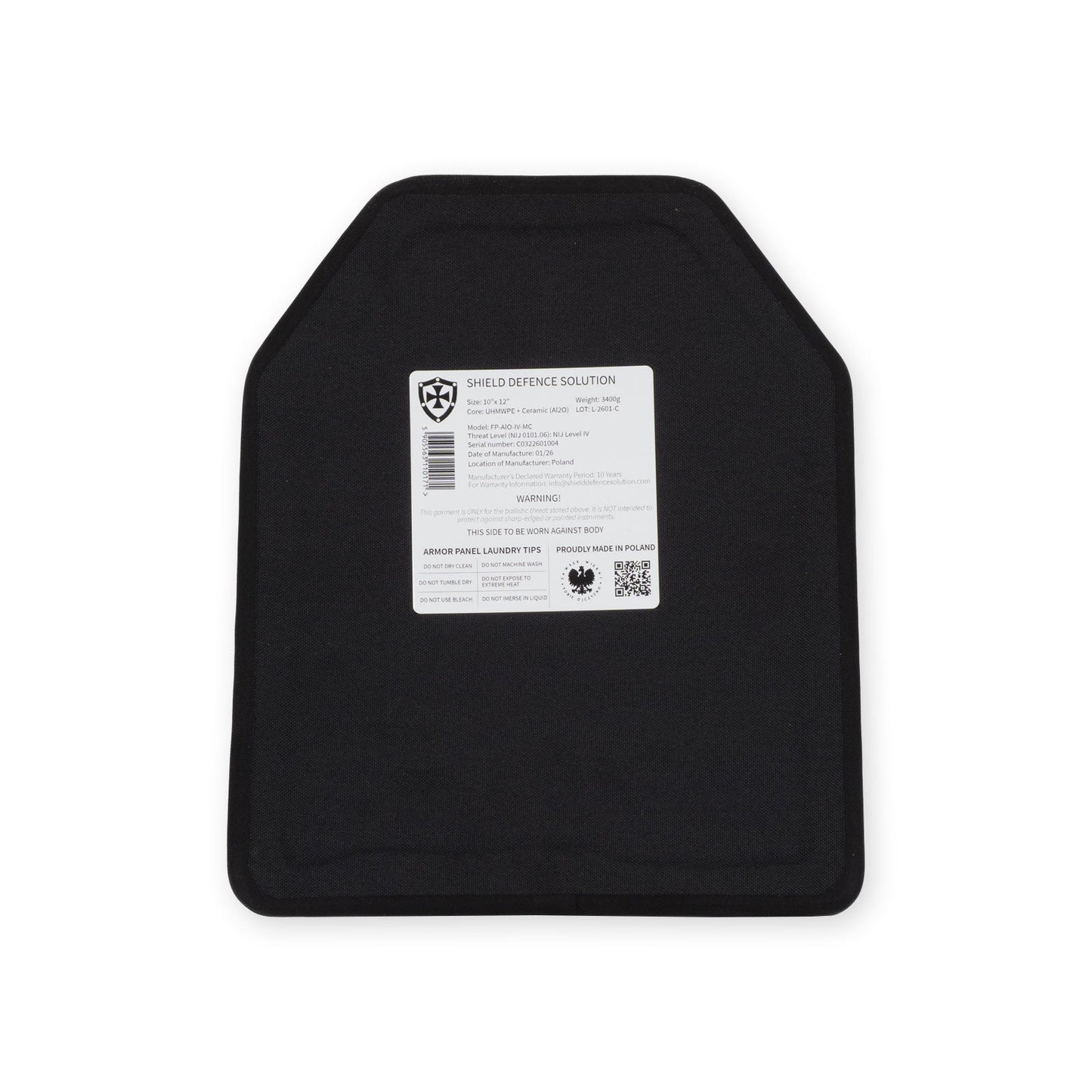 10"x12" Multi - Curved SAPI Front Plate - Ceramic (AlO) - Shield Defence Solution