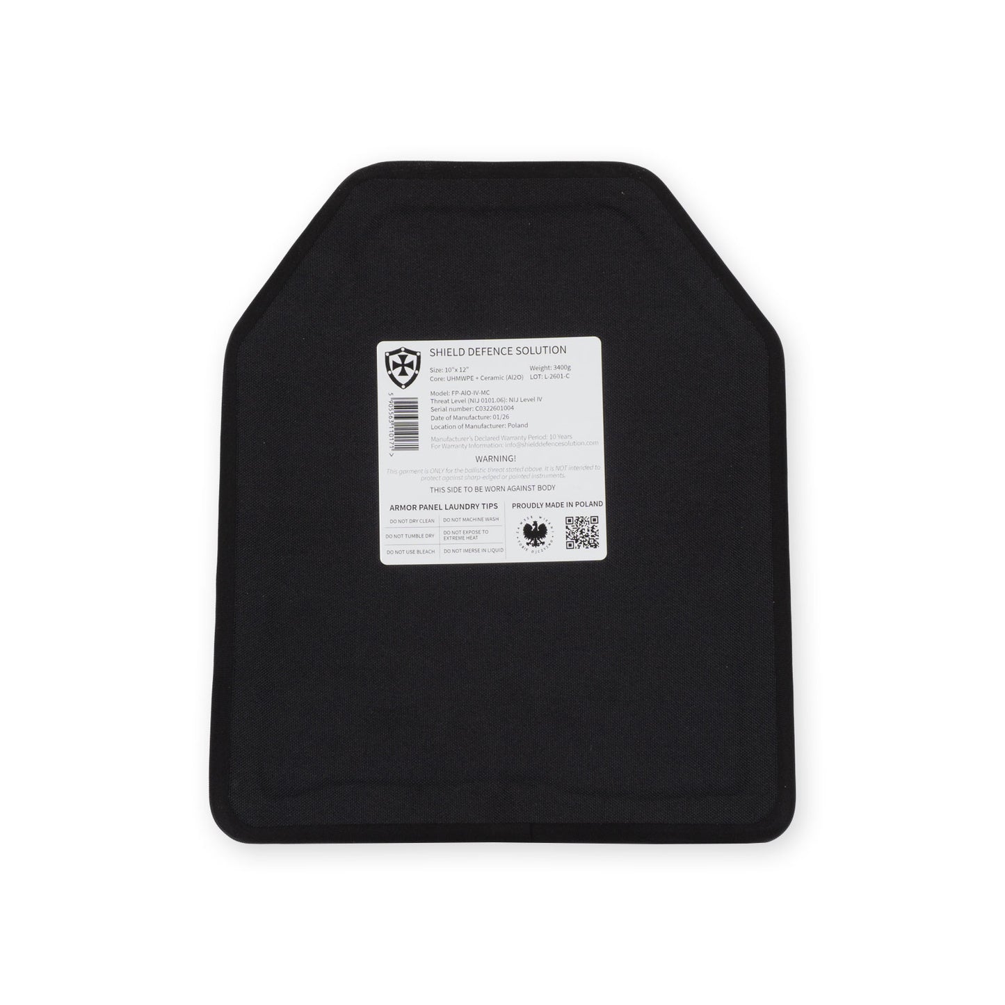 10"x12" Multi-Curved SAPI Front Plate - Ceramic (AlO)