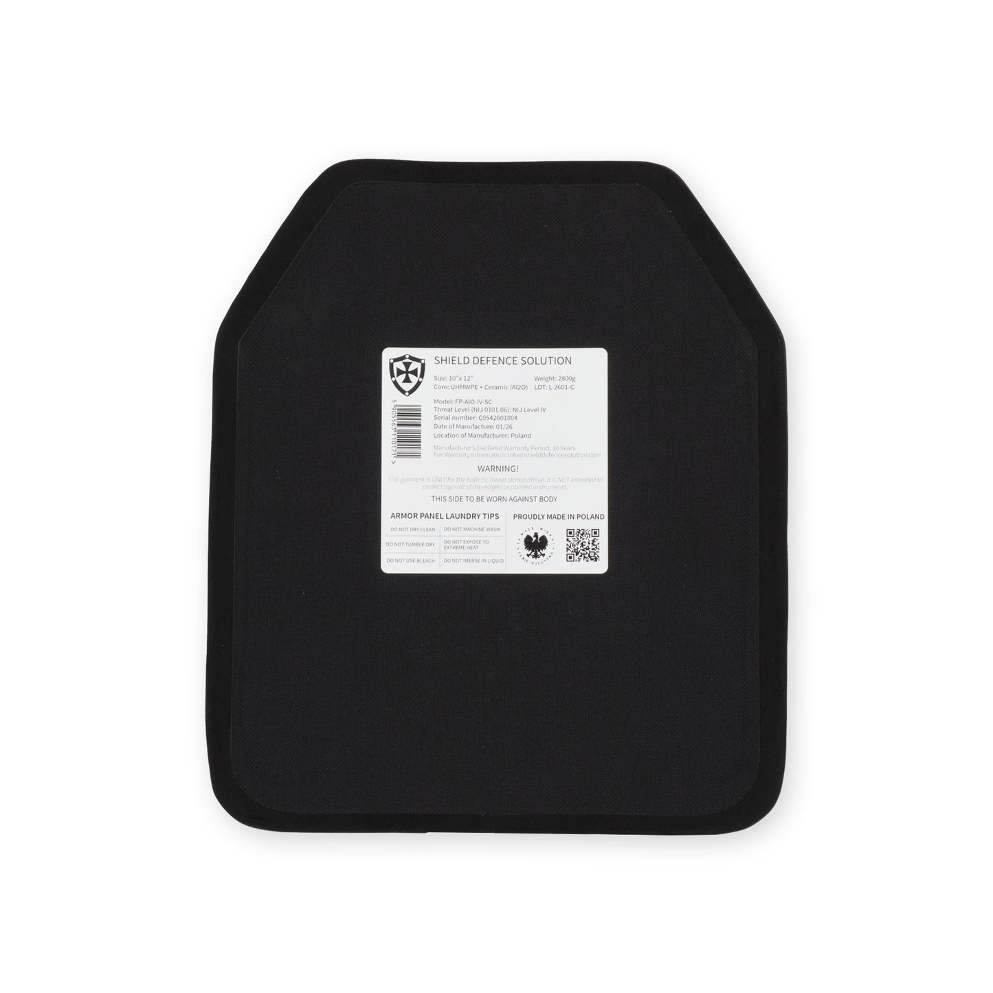 10"x12" Single Curve SAPI Front Plate - Ceramic (AlO)