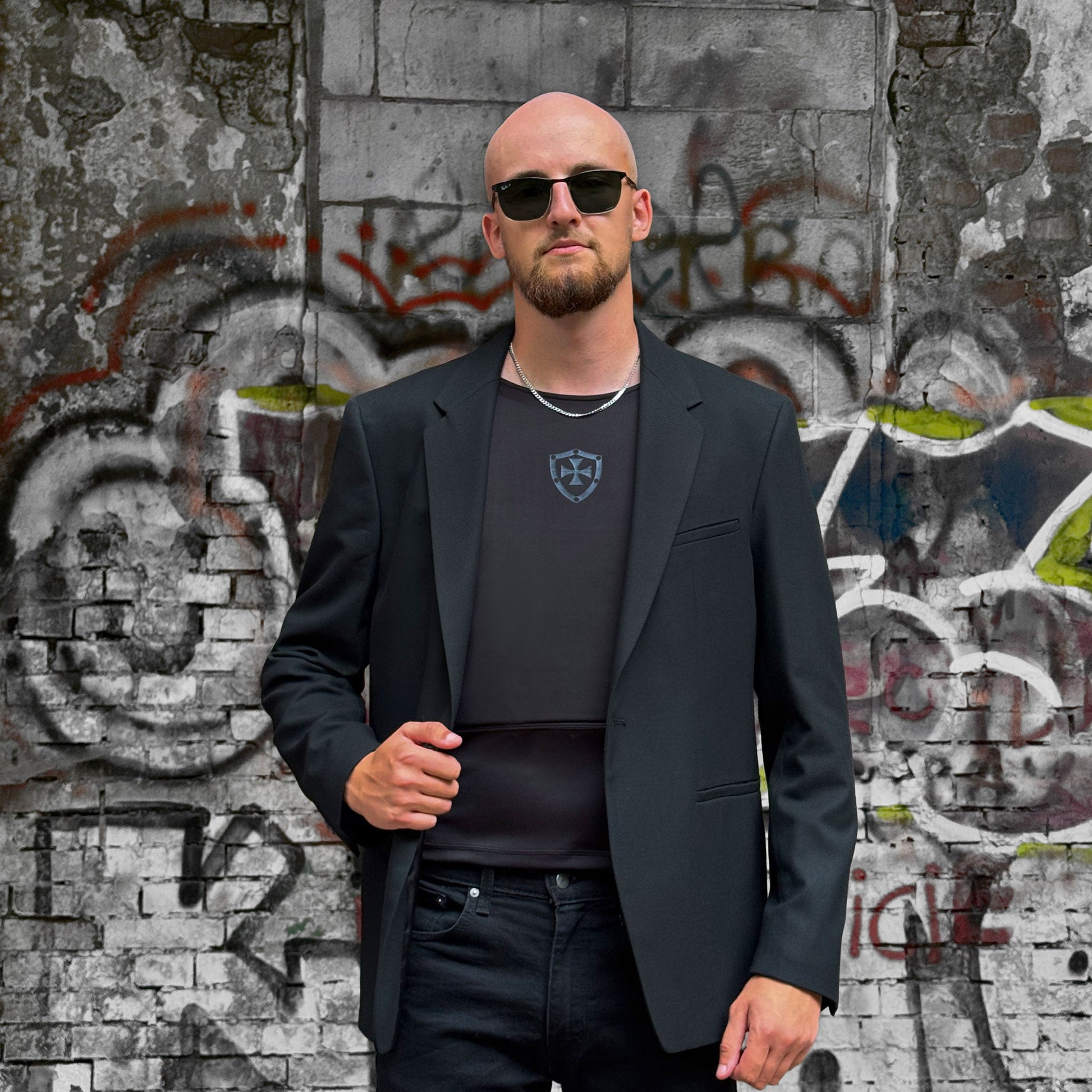 Concealable Bulletproof T-Shirt Black Shield Defence Solution Concealable Bulletproof T-Shirt Black Shield Defence Solution