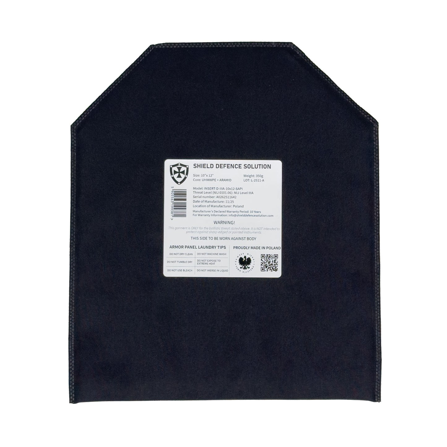 10"x12" SAPI Soft Armor Insert