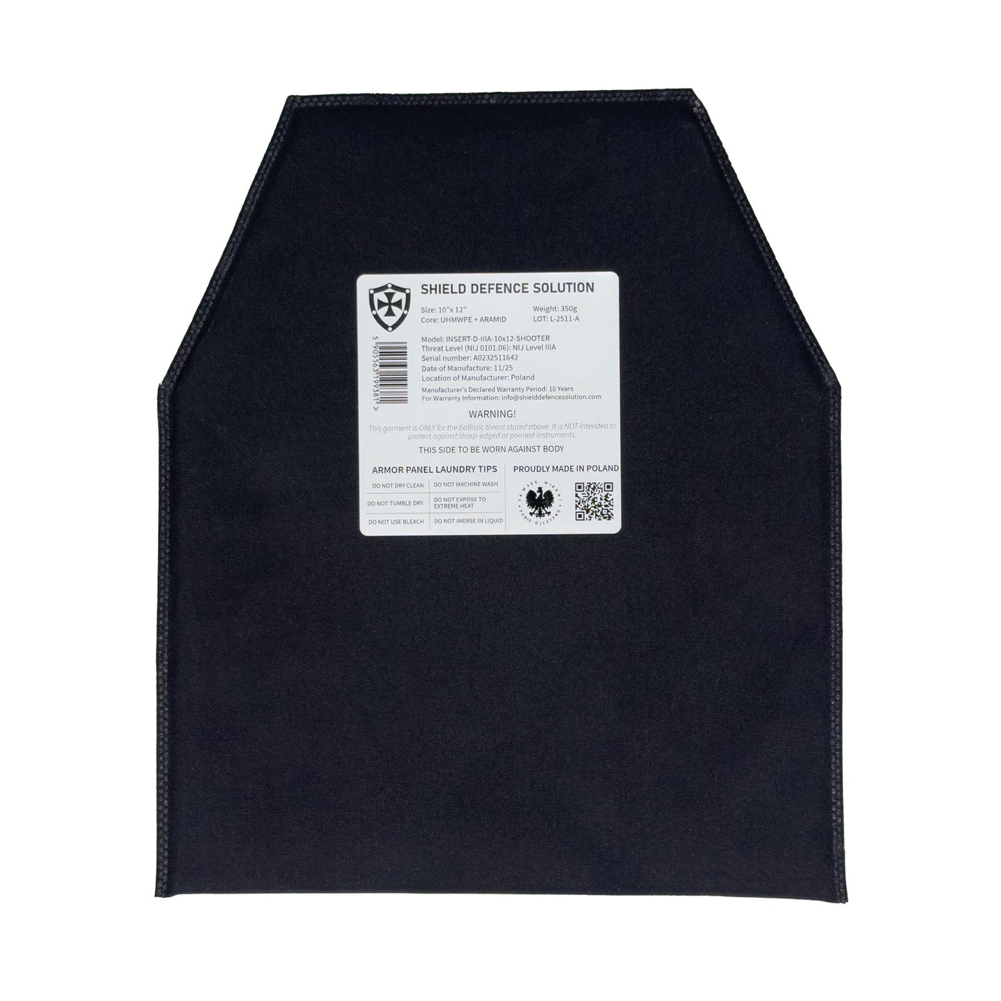 10"x12" Soft Armor Insert Panels Shooters Cut | Front & Back Protection